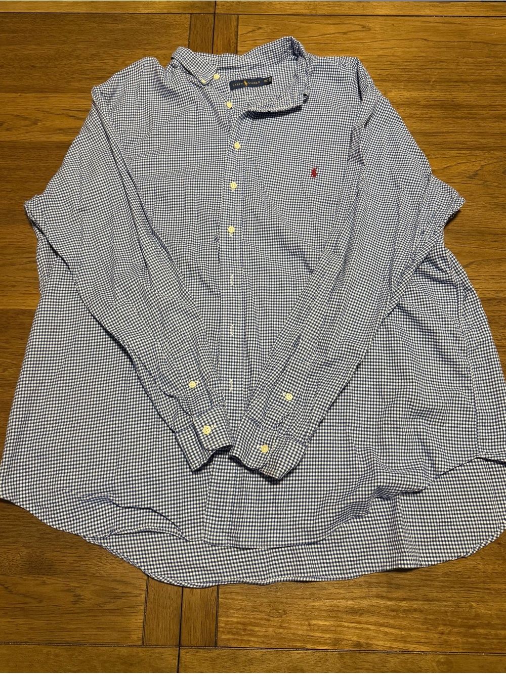 Ralph Lauren Navy and White Gingham Button-Down Shirt
